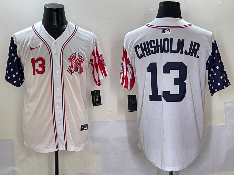 Men 2025 MLB New York Yankees 13 Chisholm Jr white jersey style 16
